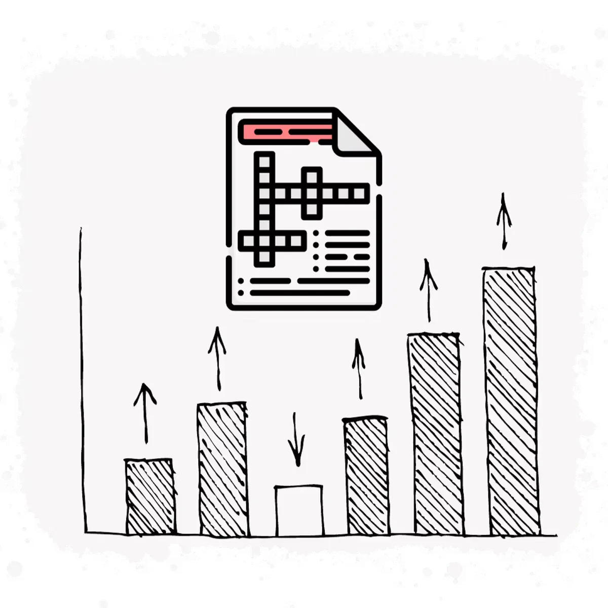 Hand-drawn sketch: winning messaging elements being extracted from test results